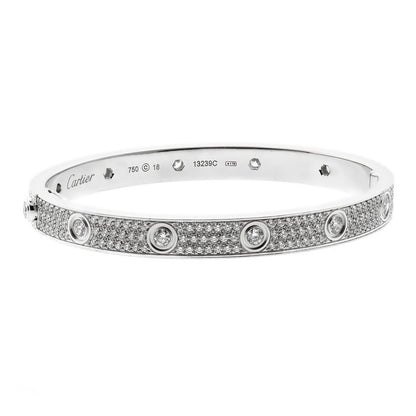 Carthttier Love Pave Diamond White Gold Bangle Bracelet