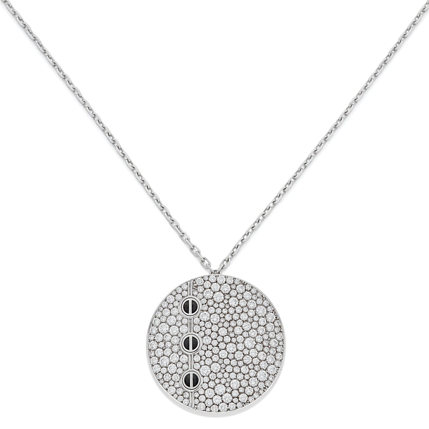 Carthttier Love Pave Diamond 18k White Gold Necklace