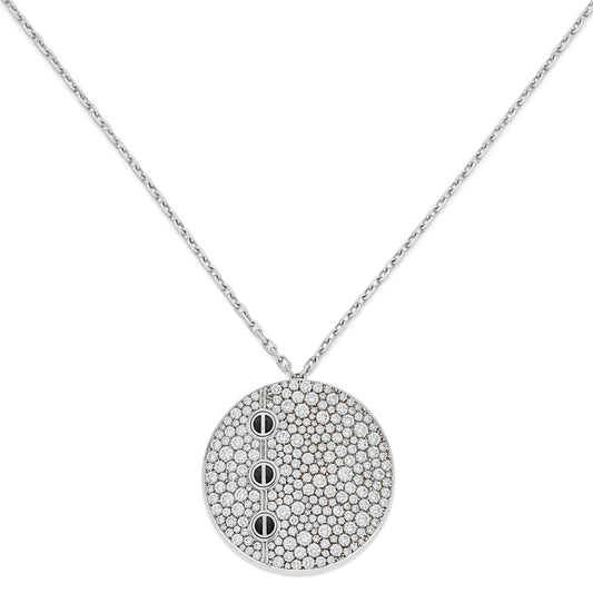 Carthttier Love Pave Diamond 18k White Gold Necklace