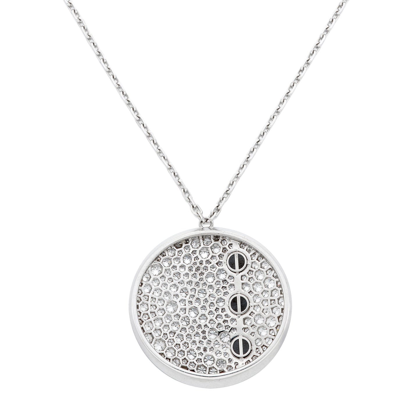 Carthttier Love Pave Diamond 18k White Gold Necklace