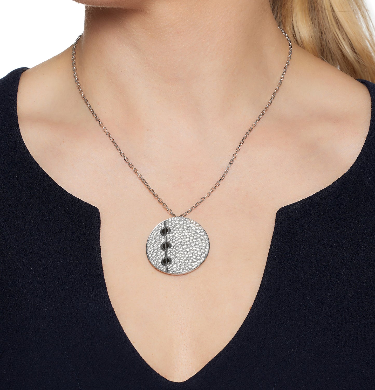 Carthttier Love Pave Diamond 18k White Gold Necklace