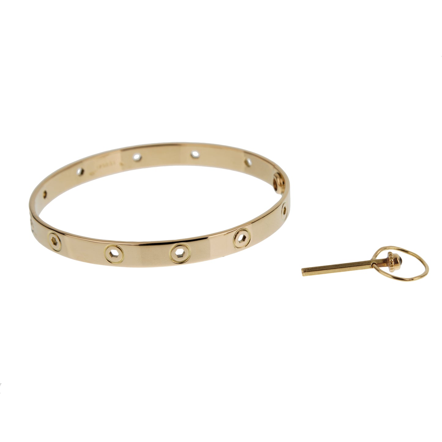 Carthttier Love Series Vintage 18k Yellow Gold Bangle Bracelet 7