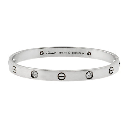 Carthttier Love White Gold 4 Diamond Bangle Bracelet