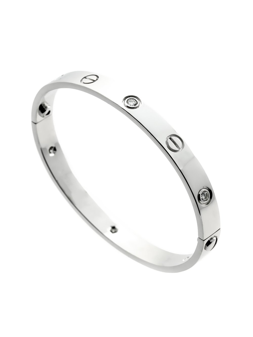 Carthttier Love White Gold Diamond Bangle Bracelet