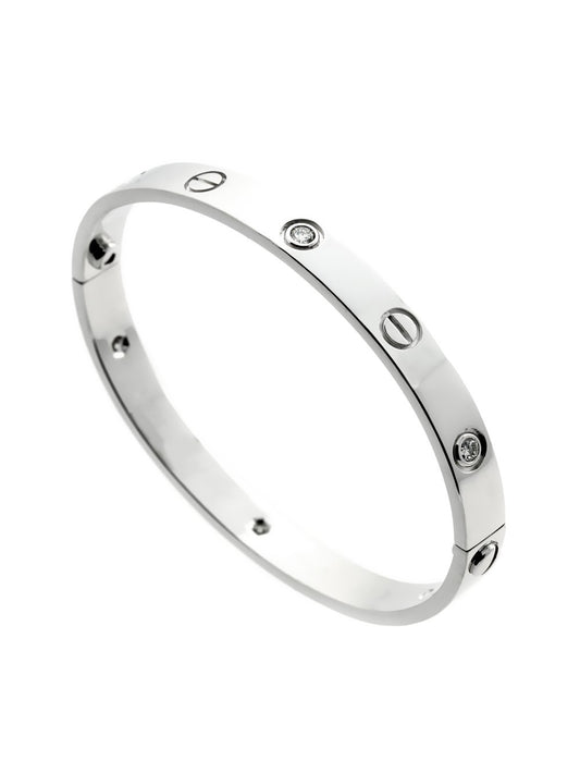 Carthttier Love White Gold Diamond Bangle Bracelet