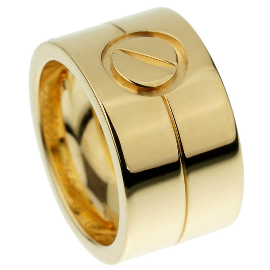 Carthttier Love Wide Yellow Gold Band Ring Sz 5