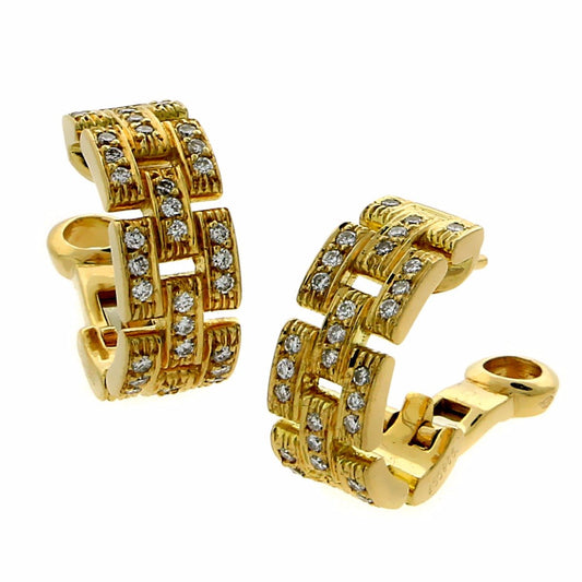 Carthttier Maillon Panthere Diamond Gold Earrings