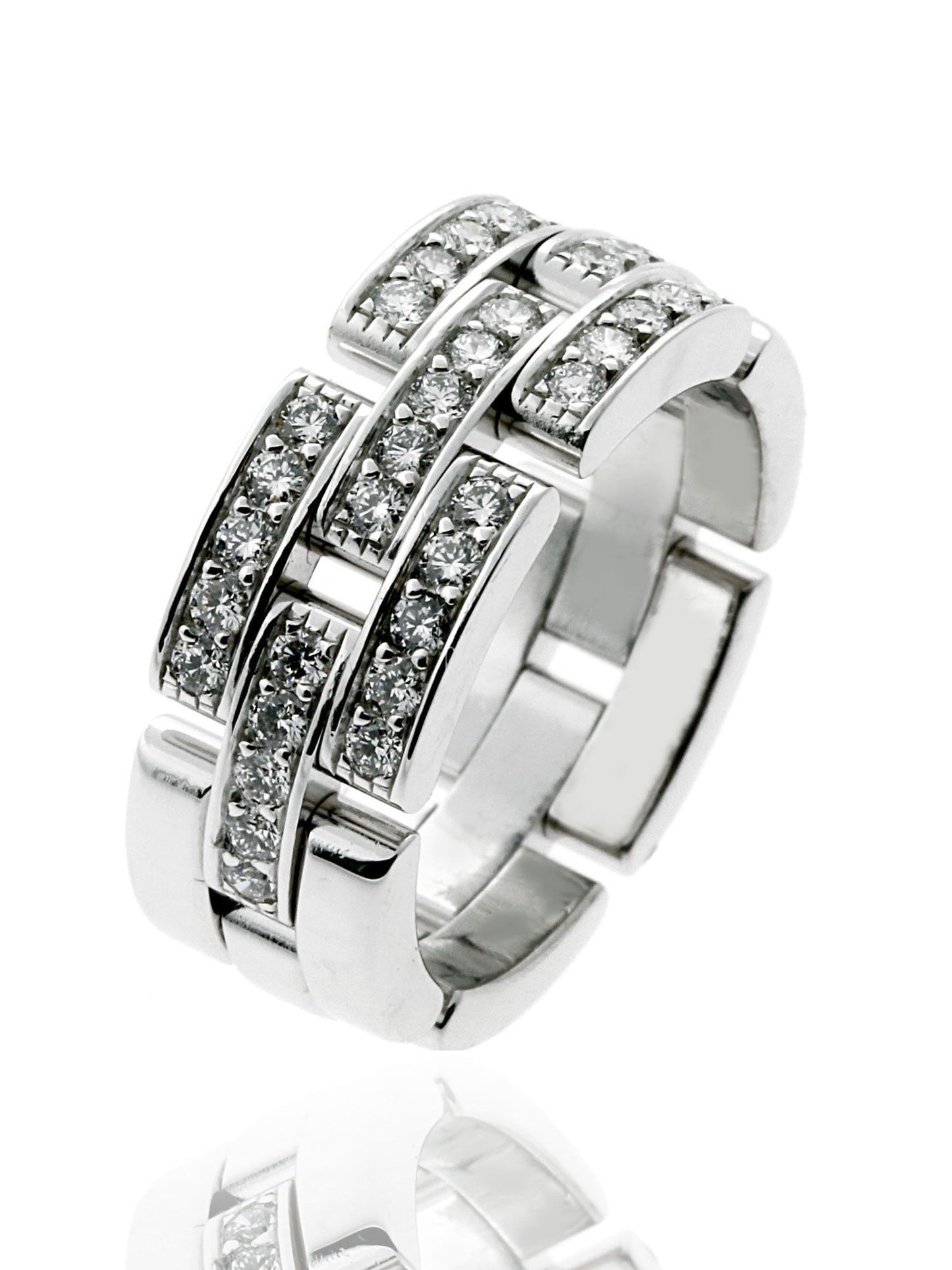 Carthttier Maillon Panthere Diamond Ring in 18k White Gold