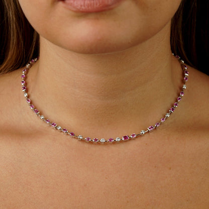 Carthttier Meli Melo Diamond Pink Sapphire Necklace