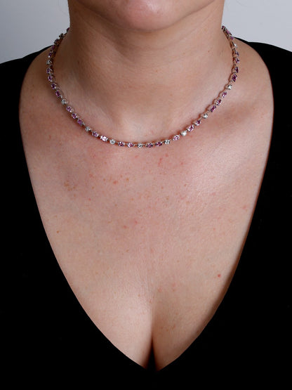 Carthttier Meli Melo Diamond Pink Sapphire Necklace