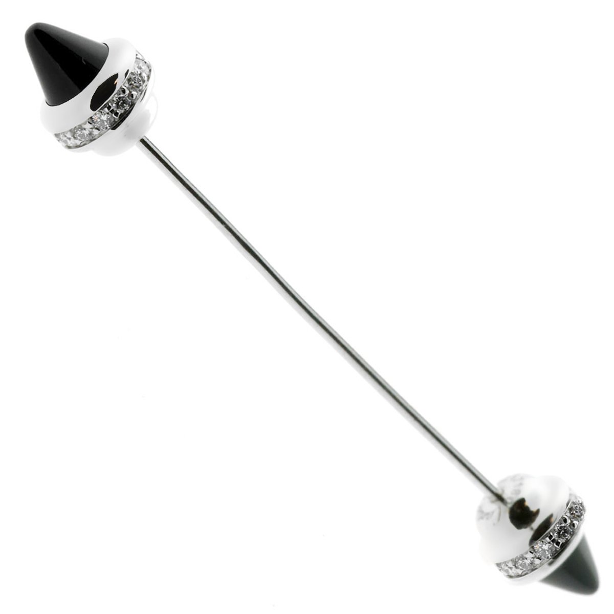 Carthttier Menotte White Gold Diamond Onyx Jabot