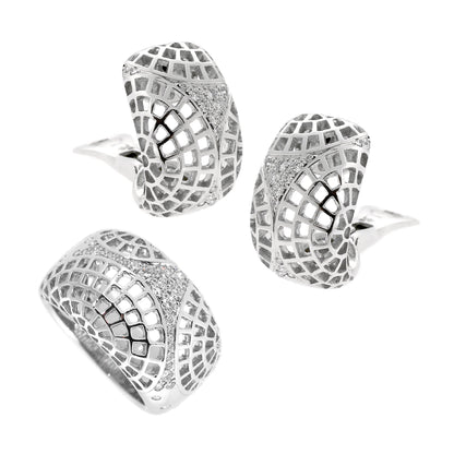 Carthttier Nouvelle Vague Diamond 18k White Gold Earrings & Ring Suite