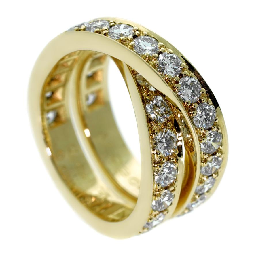 Carthttier Nouvelle Vague Diamond Bypass 18k Yellow Gold Cocktail Ring