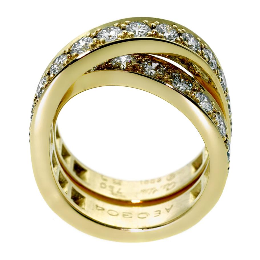 Carthttier Nouvelle Vague Diamond Bypass 18k Yellow Gold Cocktail Ring