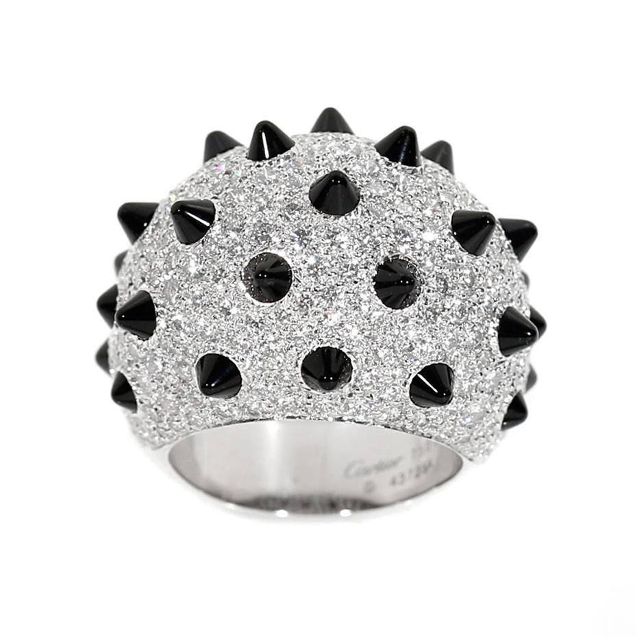 Carthttier Onyx Diamond Panthere White Gold Ring