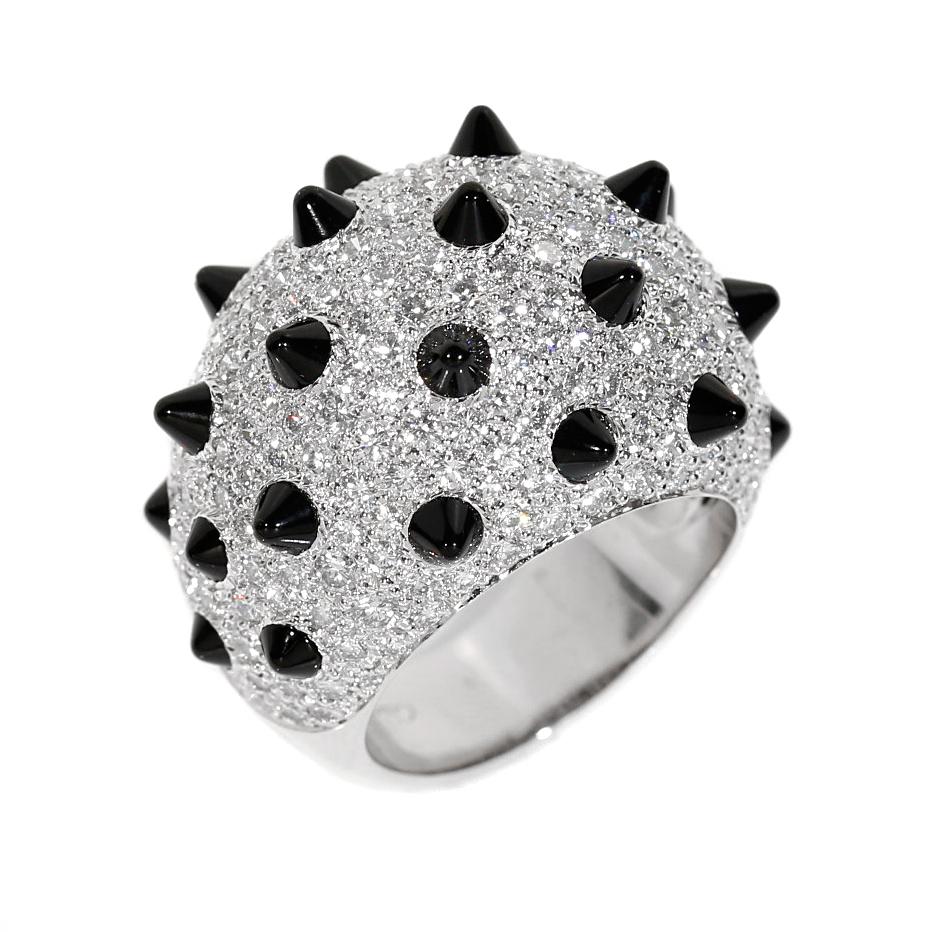 Carthttier Onyx Diamond Panthere White Gold Ring