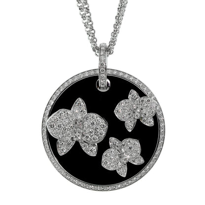 Carthttier Orchid Diamond Onyx Gold Necklace