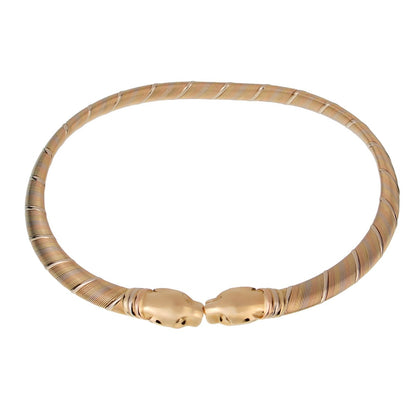 Carthttier Vintage Panthere 18k Tri Color Gold Choker Necklace
