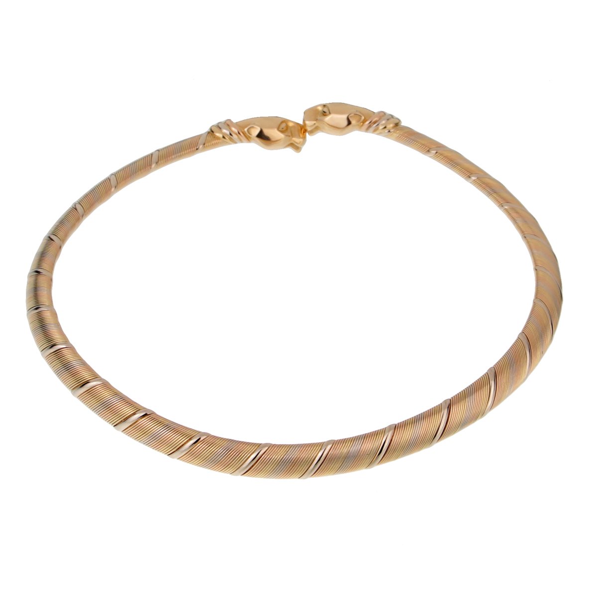 Carthttier Vintage Panthere 18k Tri Color Gold Choker Necklace