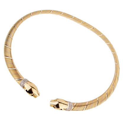 Carthttier Panthere 18k Tri Color Gold Diamond Choker Necklace