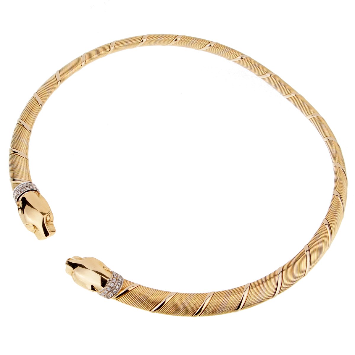 Carthttier Panthere 18k Tri Color Gold Diamond Choker Necklace