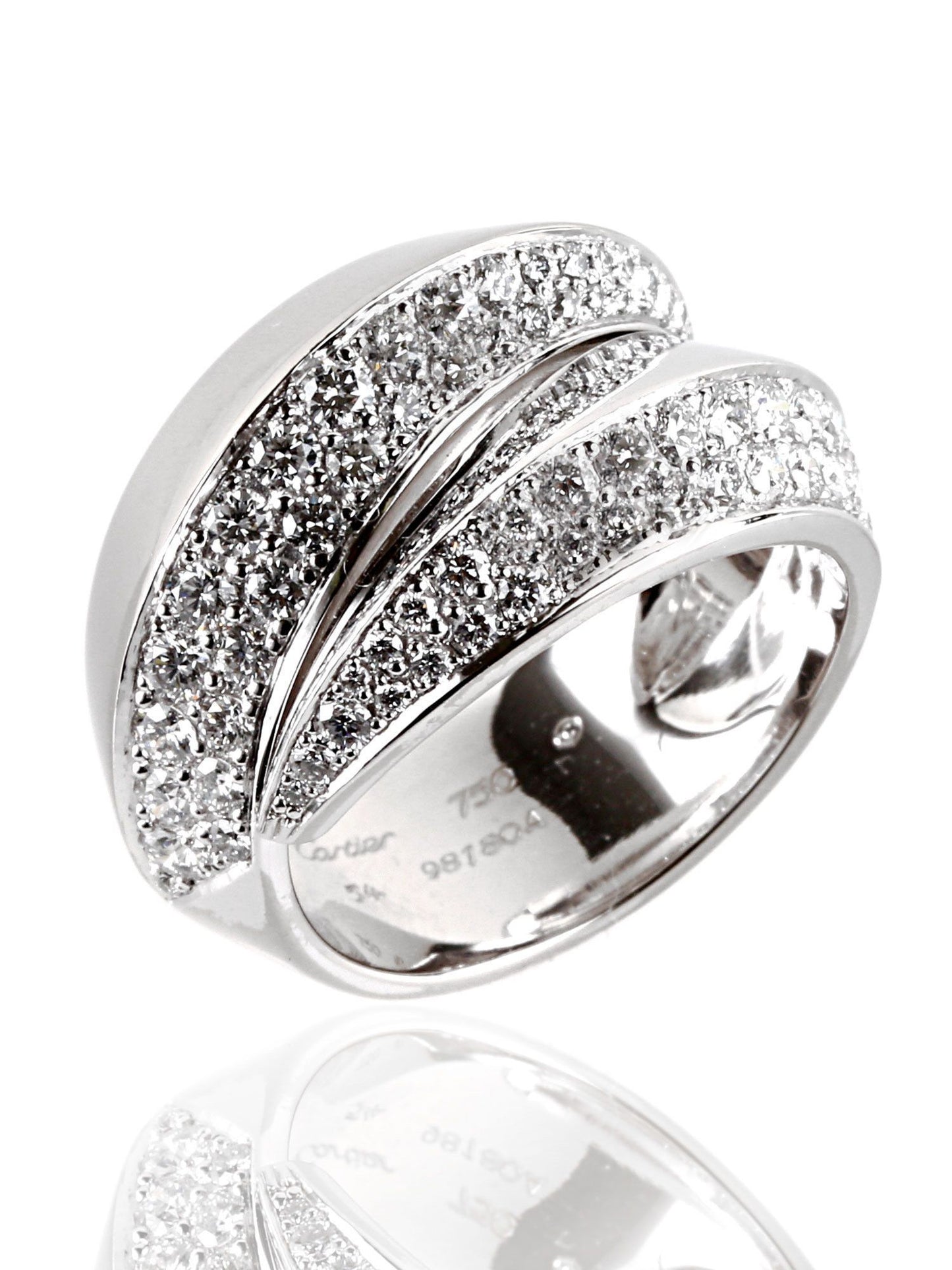 Carthttier Panthere Diamond Ring in 18k White Gold