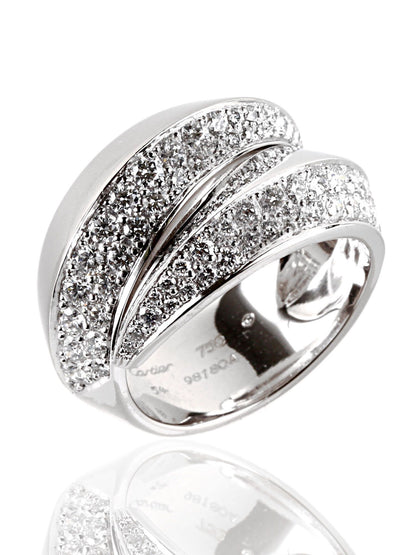 Carthttier Panthere Diamond Ring in 18k White Gold
