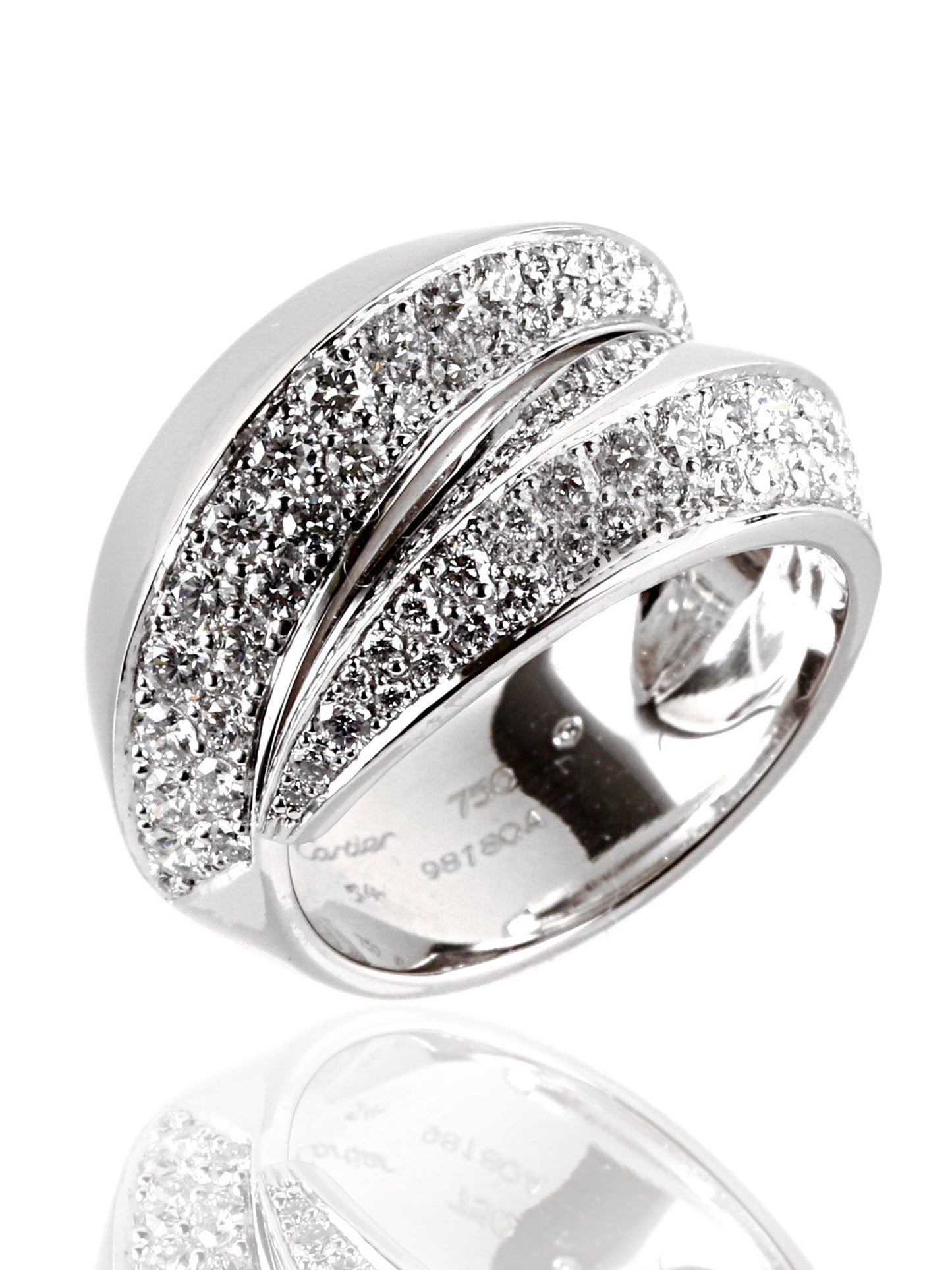 Carthttier Panthere Diamond Ring in 18k White Gold