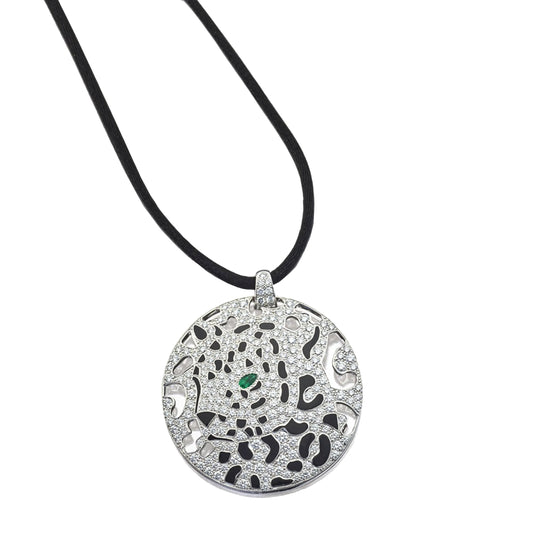 Carthttier Panthere Diamond 18k White Gold Pendant Necklace