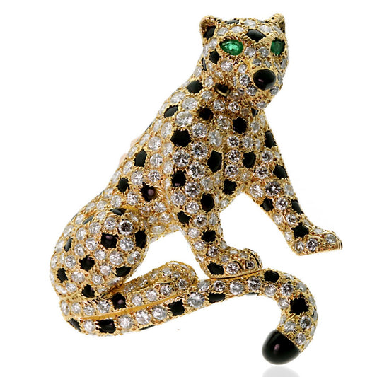 Carthttier Panthere Diamond Yellow Gold Brooch