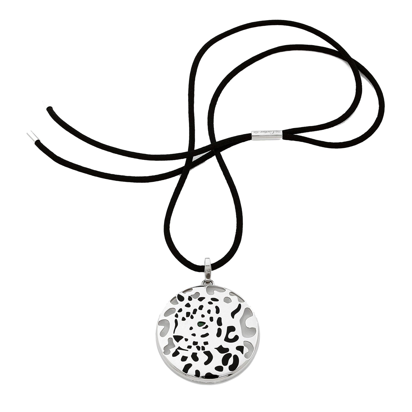 Carthttier Panthere Openwork 18k White Gold Pendant Necklace