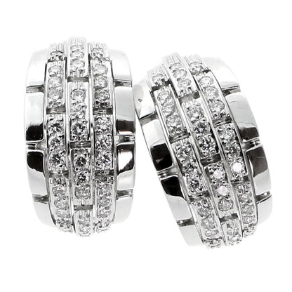 Carthttier Panthere Oriane Diamond 18k White Gold Hoop Earrings