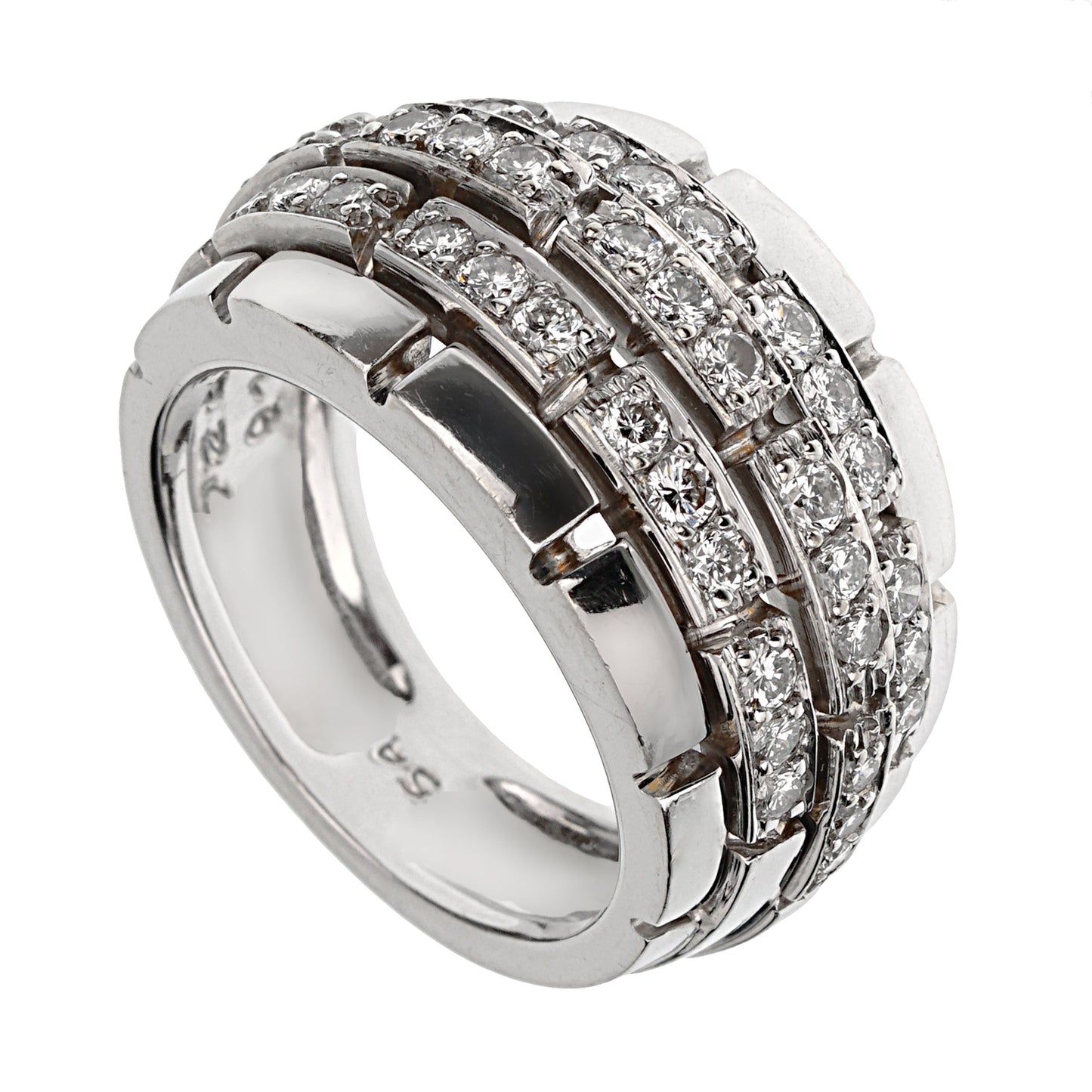 Carthttier Panthere Oriane Diamond 18k White Gold Cocktail Ring