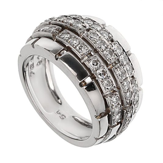 Carthttier Panthere Oriane Diamond 18k White Gold Cocktail Ring