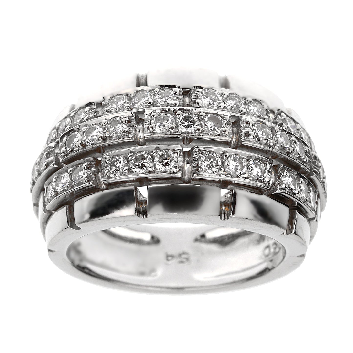 Carthttier Panthere Oriane Diamond 18k White Gold Cocktail Ring