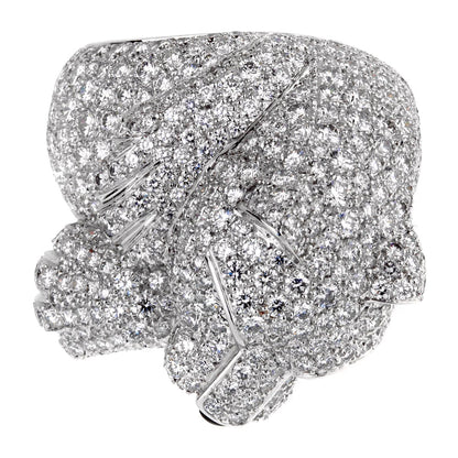 Carthttier Panthere Pave Diamond Emerald White Gold Ring