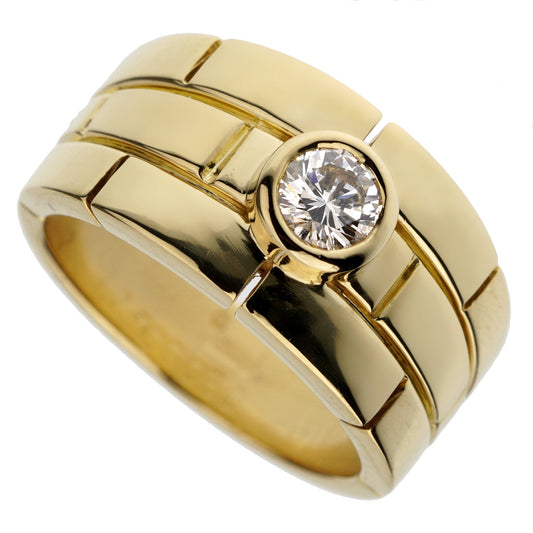 Carthttier Panthere Solitaire Yellow Gold Band Ring Sz 5