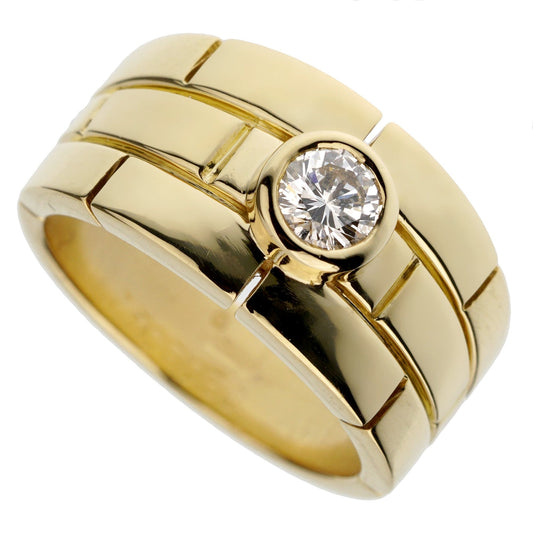 Carthttier Panthere Solitaire Vintage 18k Yellow Gold Band Ring Sz 5
