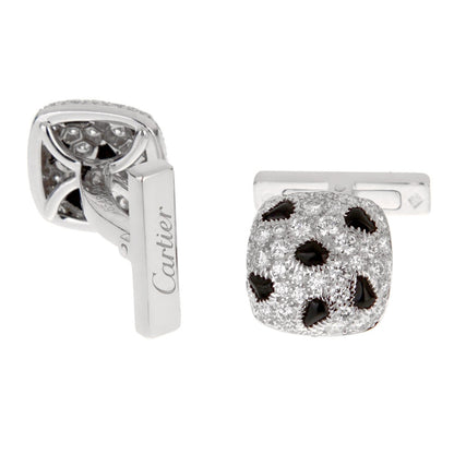 Carthttier Panthere White Gold Diamond Onyx Cufflinks