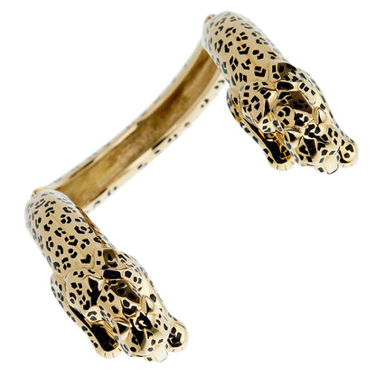 Carthttier Important Panthere 18k Yellow Gold Enamel Bangle Bracelet