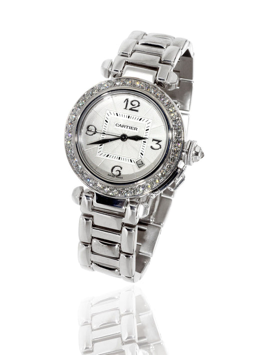 Carthttier Pasha Diamond Watch in 18k White Gold WJ1116M9