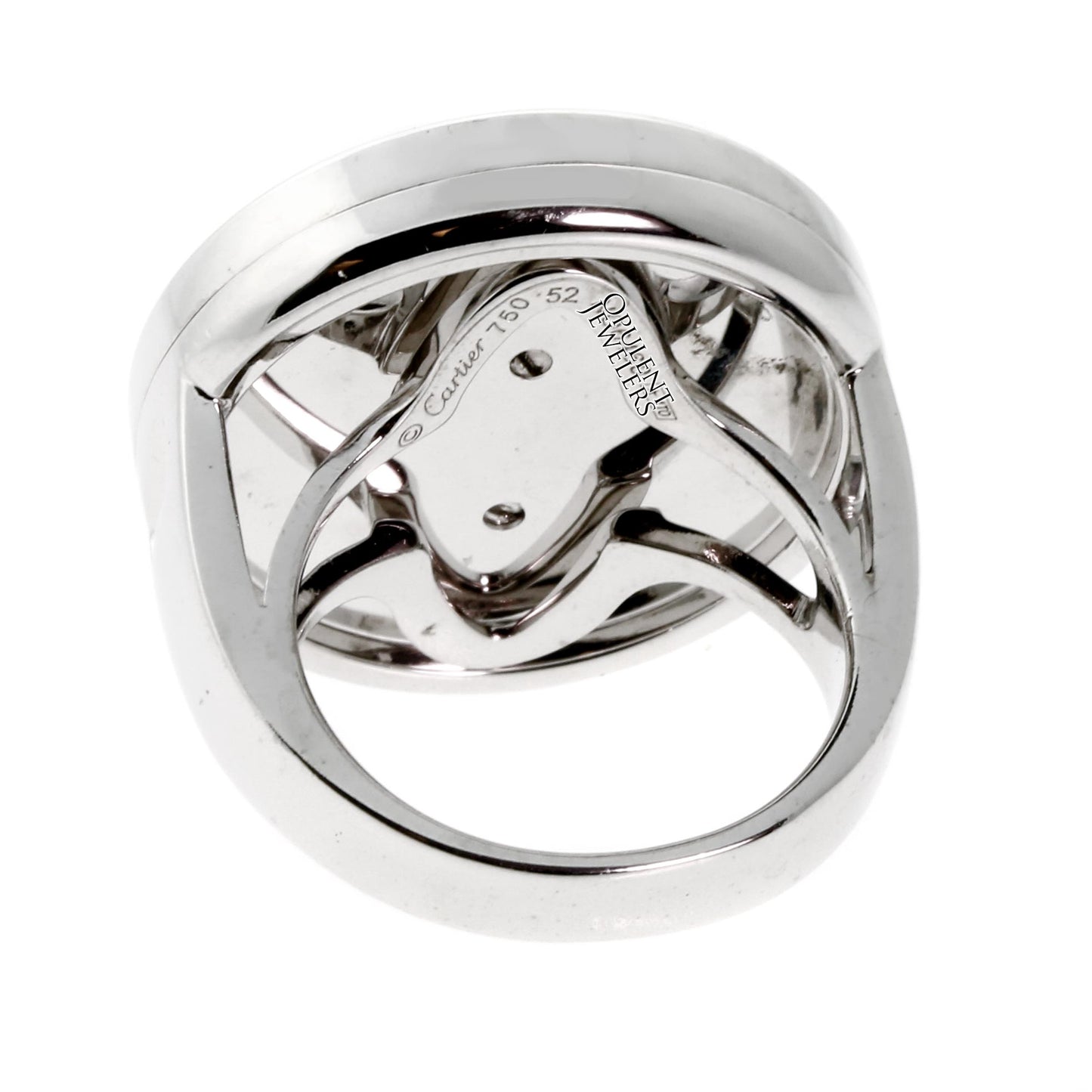 Carthttier Pasha Vintage Mother of Pearl Diamond 18k White Gold Cocktail Ring