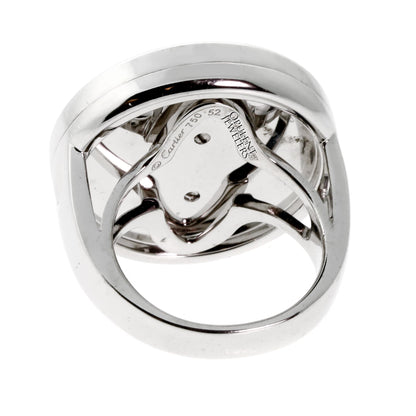 Carthttier Pasha Vintage Mother of Pearl Diamond 18k White Gold Cocktail Ring