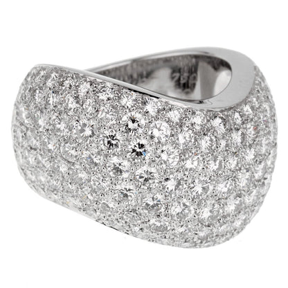Carthttier Pave Diamond 18k White Gold Cocktail Band Ring Size 6