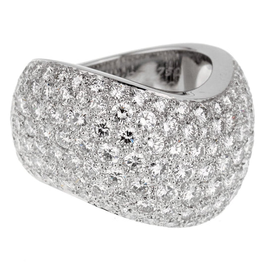 Carthttier Pave Diamond 18k White Gold Cocktail Band Ring Size 6