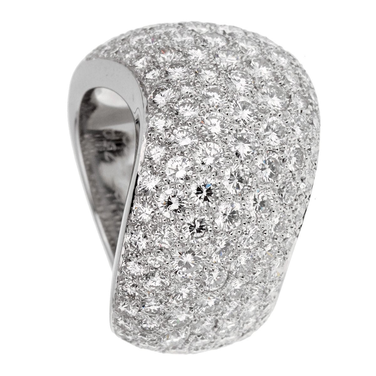 Carthttier Pave Diamond 18k White Gold Cocktail Band Ring Size 6