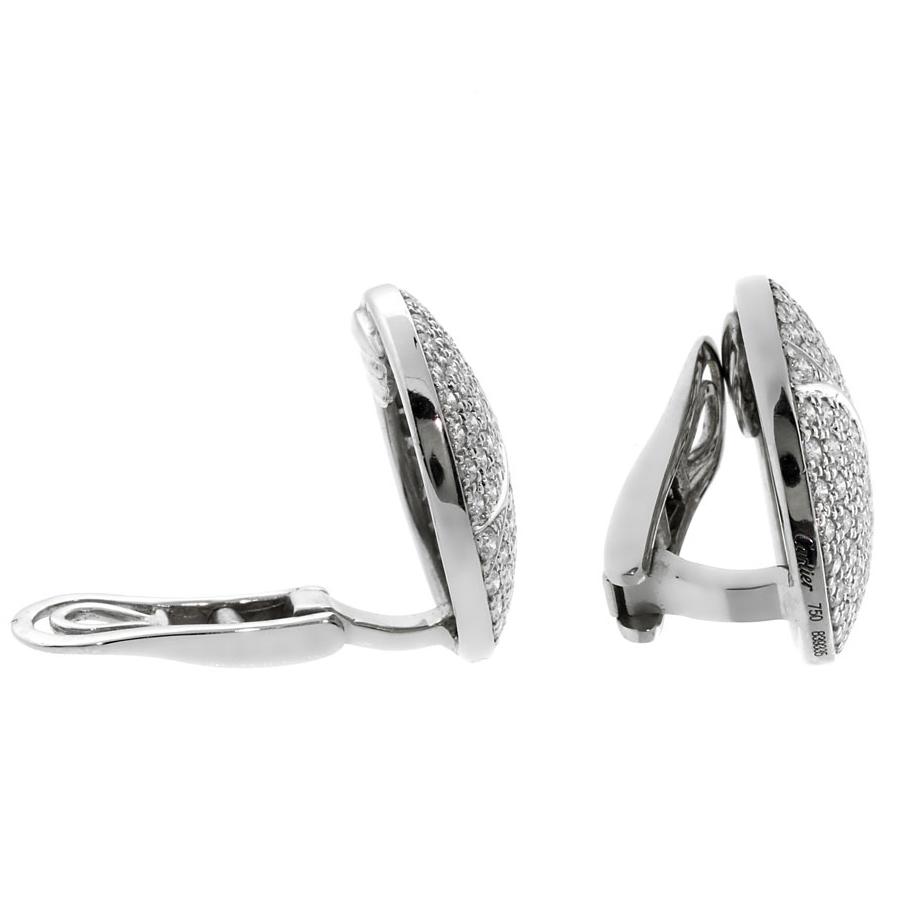 Carthttier Pave Diamond White Gold Earrings