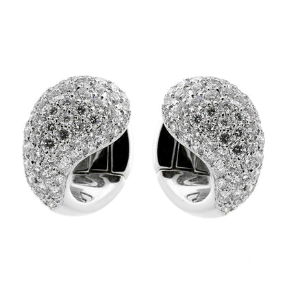 Carthttier Pave Diamond White Gold Huggie Earrings