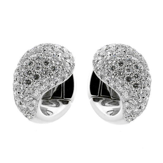 Carthttier Pave Diamond White Gold Huggie Earrings