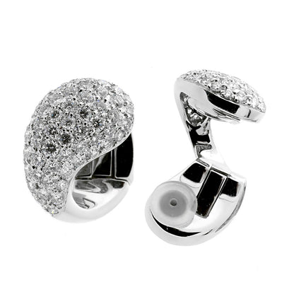 Carthttier Pave Diamond White Gold Huggie Earrings